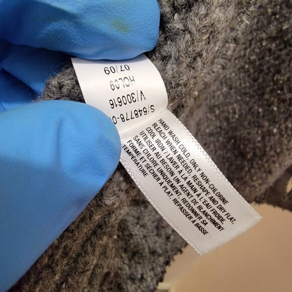 Gap Men's Mock Neck Chunky Knit Lambswool Grey Melange Cable Cardigan L Used - Picture 9 of 14